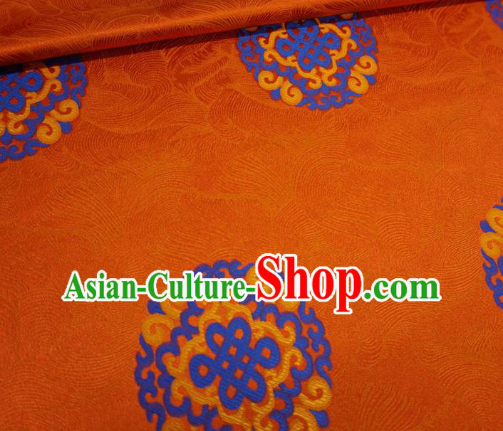 Orange China Tibetan Costume Cloth Classical Lucky Ball Pattern Material Traditional Design Brocade Fabric