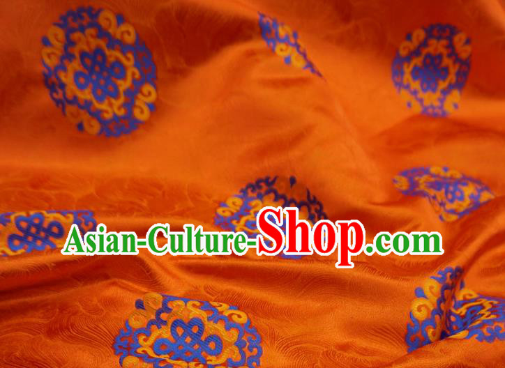 Orange China Tibetan Costume Cloth Classical Lucky Ball Pattern Material Traditional Design Brocade Fabric