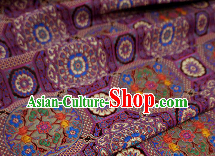 Purple China Traditional Design Brocade Fabric Tibetan Costume Cloth Classical Rosette Pattern Material