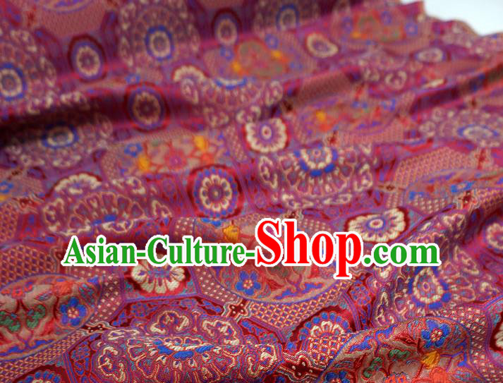 Fuchsia China Classical Rosette Pattern Material Traditional Design Brocade Fabric Tibetan Costume Cloth