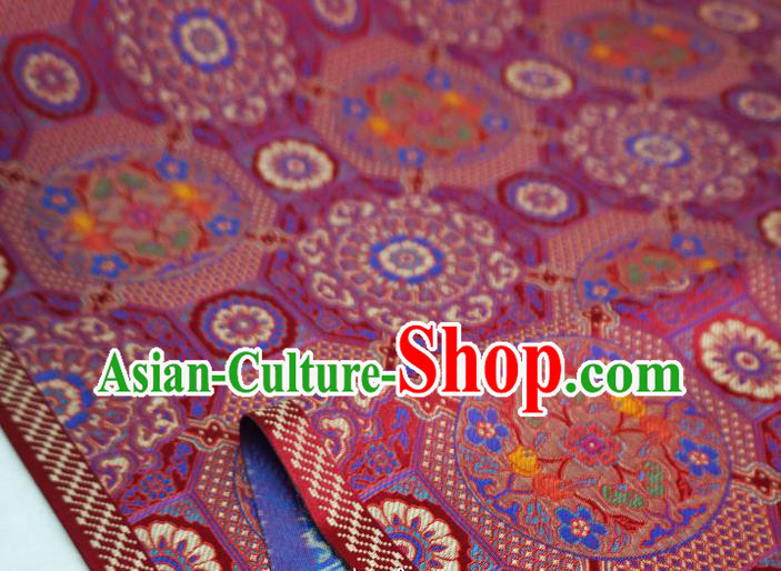 Fuchsia China Classical Rosette Pattern Material Traditional Design Brocade Fabric Tibetan Costume Cloth