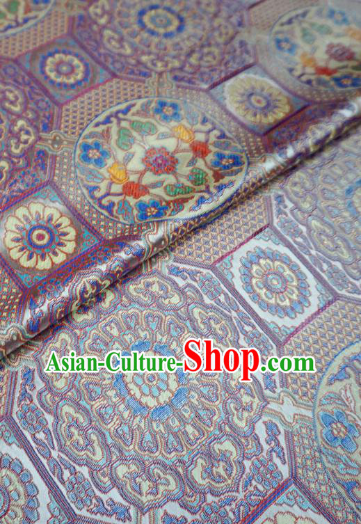Lilac Tibetan Costume Cloth Classical Rosette Pattern Material China Traditional Design Brocade Fabric