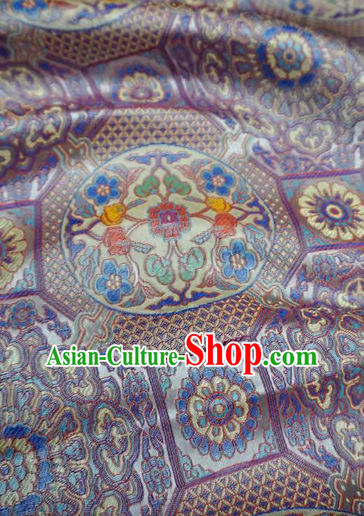 Lilac Tibetan Costume Cloth Classical Rosette Pattern Material China Traditional Design Brocade Fabric