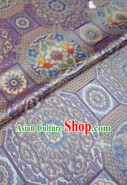 Lilac Tibetan Costume Cloth Classical Rosette Pattern Material China Traditional Design Brocade Fabric