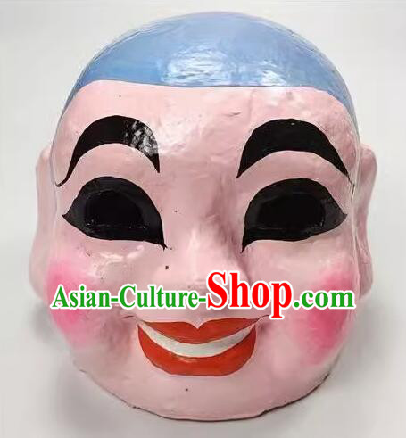 Handmade Happy Monk Mask Chinese New Year Parade Da Tou Fut Mask