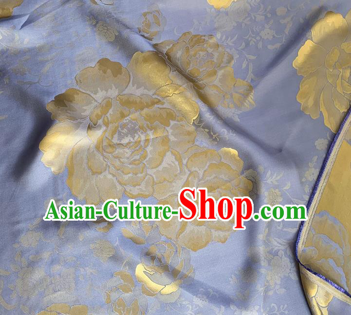 Golden China Traditional Peony Design Cheongsam Cloth Mulberry Silk Material Jacquard Satin Fabric