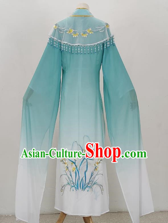 Hua Dan Gradient Color Cloth Pair Dark Green Embroidered Xiao Dan Clothes Yue Opera Drama Huangmei Opera Costumes