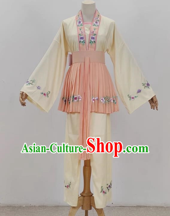 Light Yellow Opera Maid Costume Ancient Costume Shaoxing Opera Huangmei Opera Costume Fifth Birthday Girl Costume Stage Performance Costume