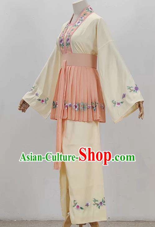 Light Yellow Opera Maid Costume Ancient Costume Shaoxing Opera Huangmei Opera Costume Fifth Birthday Girl Costume Stage Performance Costume