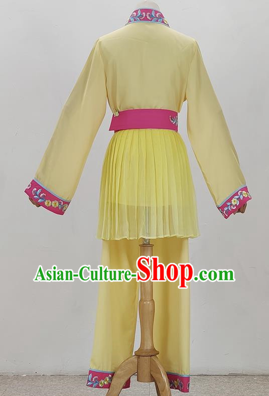 Yellow Drama Costumes Tea Picking Opera Girl Clothes Costumes Huangmei Opera Costumes