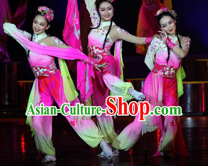 China Taoli Cup Classical Dance Pink Outfit Women Group Stage Performance Costume Water Sleeve Dance Clothing