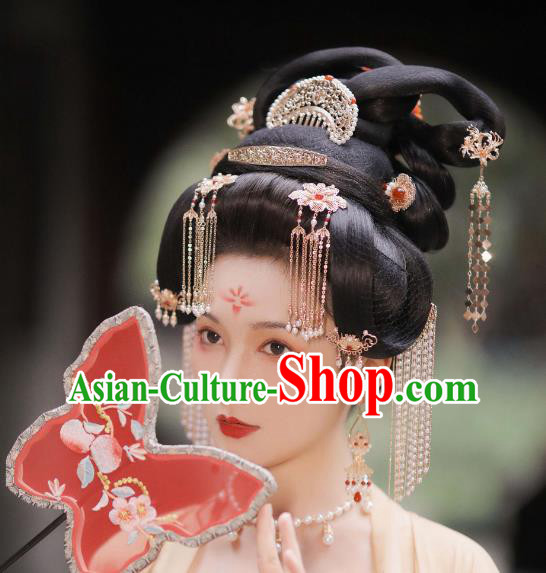 China Ancient Empress Headdress Handmade Tang Dynasty Queen Hairpins Headpieces Hanfu Hair Jewelries