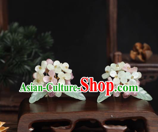 China Handmade Song Dynasty Hydrangea Hairpins Hanfu Hair Sticks Ancient Princess Hair Jewelries