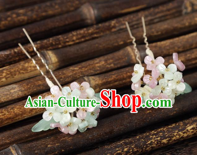 China Handmade Song Dynasty Hydrangea Hairpins Hanfu Hair Sticks Ancient Princess Hair Jewelries