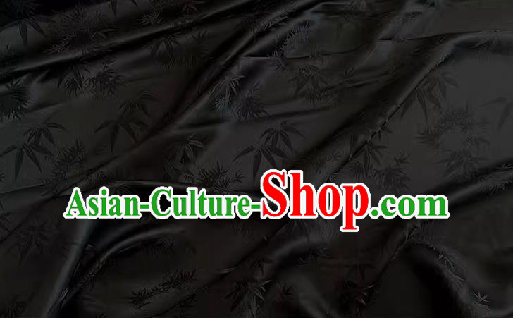 Black China Cheongsam Brocade Material Classical Bamboo Leaf Design Silk Cloth Traditional Jacquard Fabric