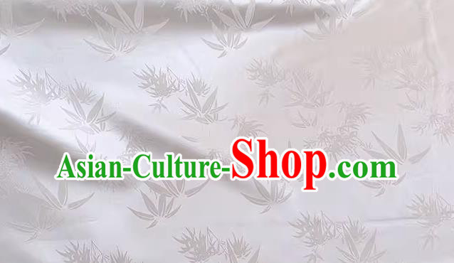 White China Traditional Jacquard Fabric Cheongsam Brocade Material Classical Bamboo Leaf Design Silk Cloth