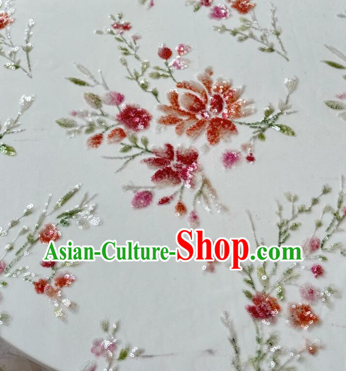 Top Thailand Lace Fabric Wedding Dress Sequins Cloth Pink Flower Embroidery Material