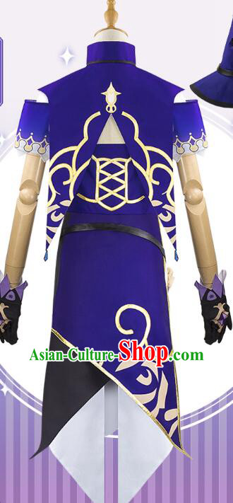 Handmade Cosplay Costume Genshin Female Knight Purple Dress