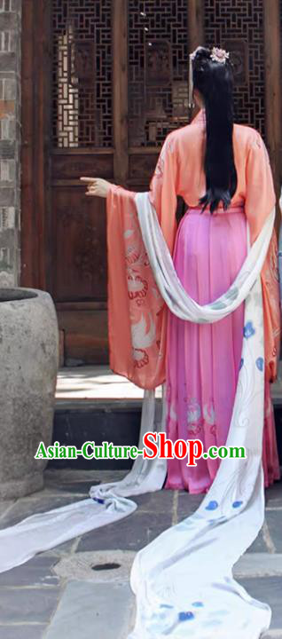China Song Dynasty Yong Lady Costumes Traditional Pink Hanfu Dress Ancient Palace Princess Clothing
