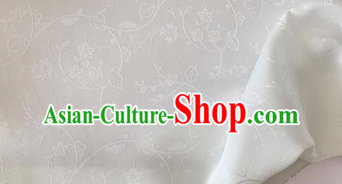 White Chinese Cheongsam Cloth Hanfu Silk Material Classical Plum Blossom Pattern Silk Fabric
