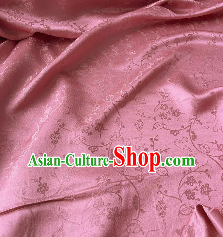 Deep Pink Chinese Hanfu Silk Material Classical Plum Blossom Pattern Silk Fabric Cheongsam Cloth