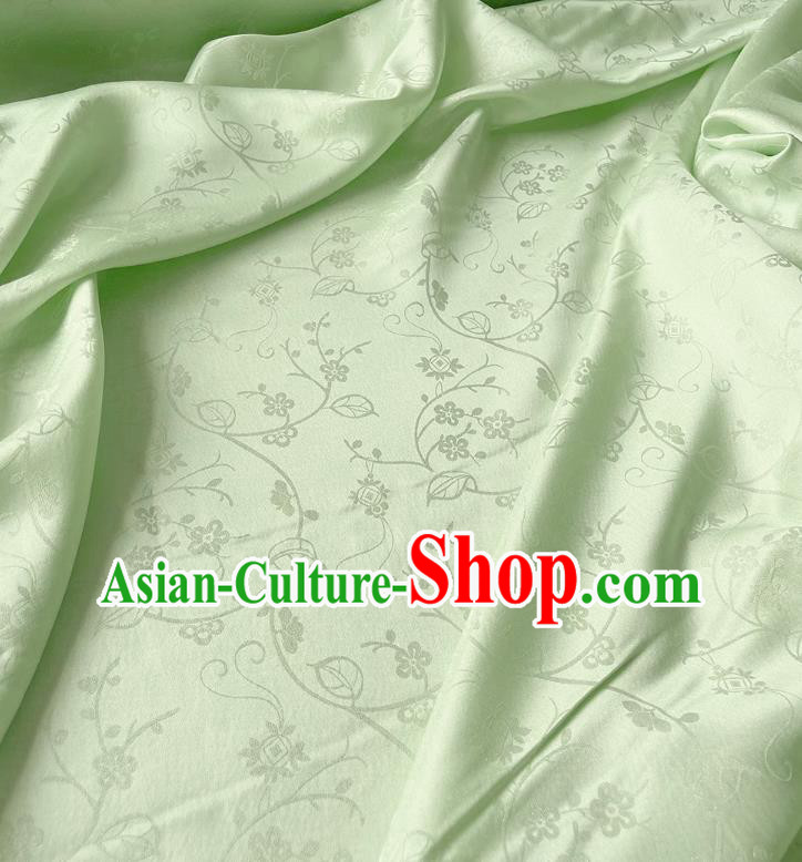 Light Green Chinese Classical Plum Blossom Pattern Silk Fabric Cheongsam Cloth Traditional Hanfu Silk Material