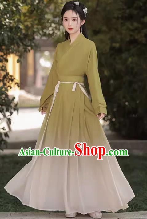 China Ancient Young Lady Clothing Song Dynasty Costumes Traditional Hanfu Green Blouse and Skirt