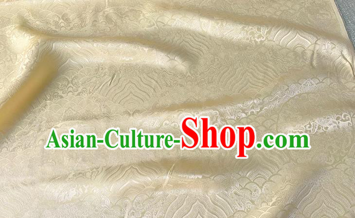 Champagne Chinese Cheongsam Cloth Traditional Hanfu Silk Material Classical Round Dragon Pattern Silk Fabric