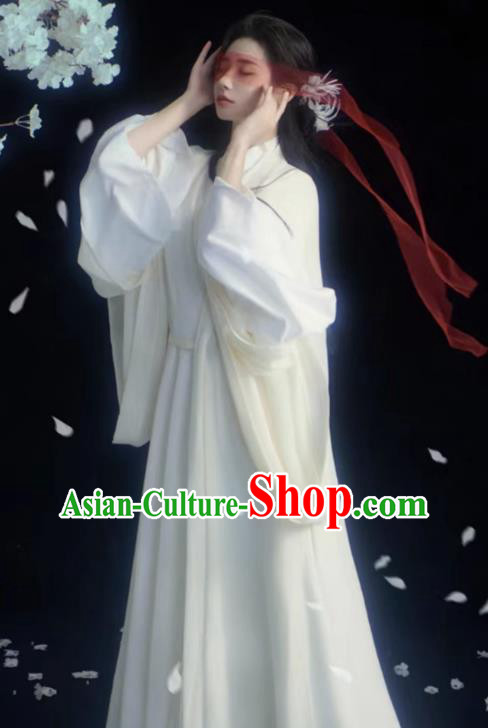 China Traditional Hanfu White Dresses Jin Dynasty Court Princess Costumes Ancient Swordswoman Clothing