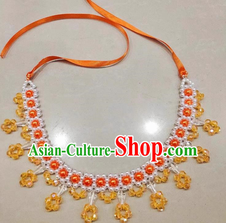 Orange Yangko Series Accessories Princess Style Forehead Chain Necklace Set Duo Opera Necklace Forehead Chain