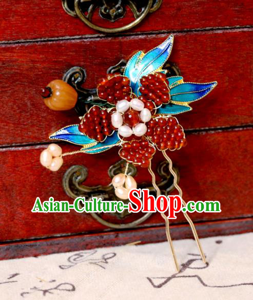 China Ming Dynasty Court Woman Headpiece Handmade Hanfu Blueing Hairpin Ancient Empress Hair Jewelry