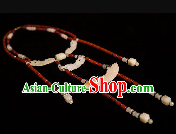 China Ancient Empress Necklace Qin Dynasty Noble Woman Jade Jewelry Handmade Hanfu Necklet