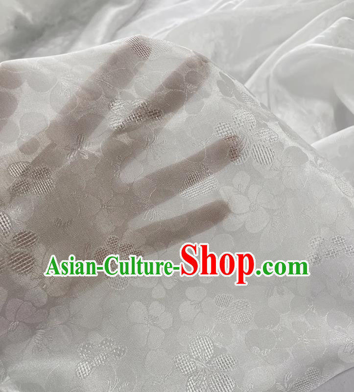 White China Jacquard Cheongsam Fabric Traditional Material Classical Peach Blossom Pattern Silk