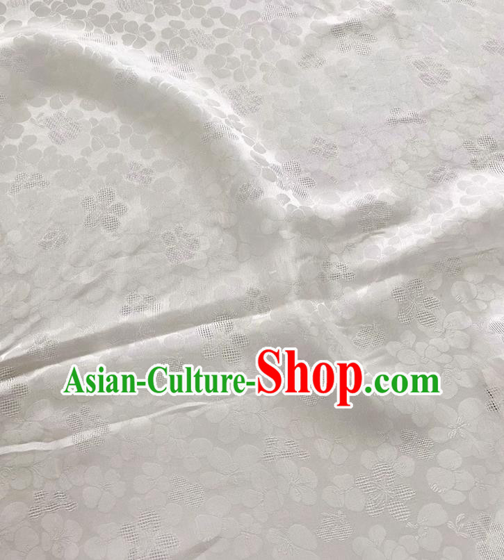 White China Jacquard Cheongsam Fabric Traditional Material Classical Peach Blossom Pattern Silk