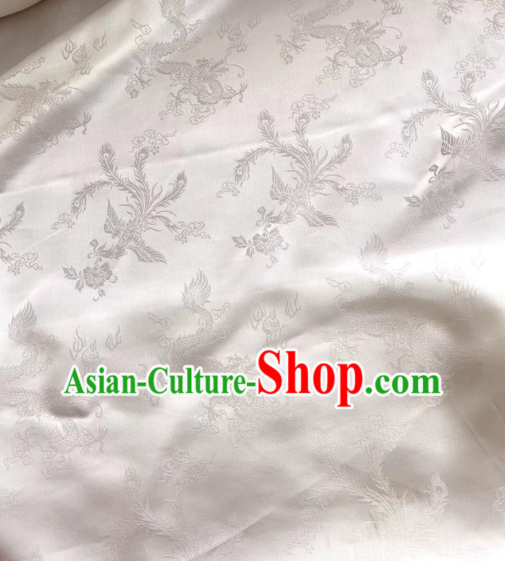 White China Classical Dragon and Phoenix Pattern Silk Jacquard Cheongsam Fabric Traditional Material