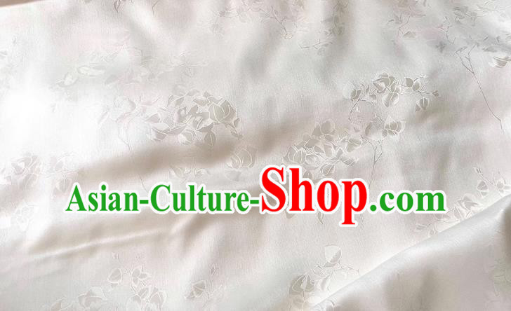 White China Cheongsam Fabric Traditional Material Classical Peach Blossom Pattern Silk