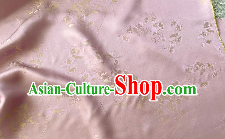 Pink China Classical Peach Blossom Pattern Silk Cheongsam Fabric Traditional Material