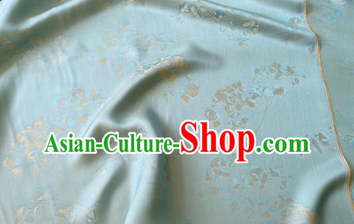 Blue China Traditional Material Classical Peach Blossom Pattern Silk Cheongsam Fabric