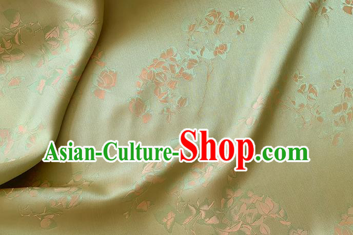 Light Green China Cheongsam Fabric Traditional Dress Material Classical Peach Blossom Pattern Silk
