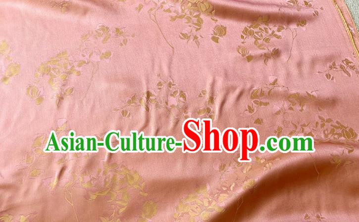 Peach Pink China Traditional Dress Material Classical Peach Blossom Pattern Silk Cheongsam Fabric