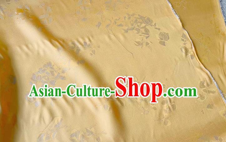 Champagne China Cheongsam Fabric Traditional Dress Material Classical Peach Blossom Pattern Silk