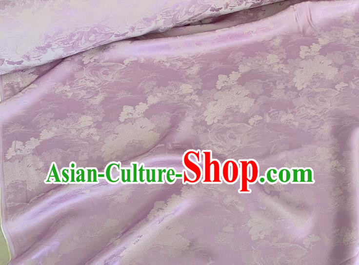 Lilac China Cheongsam Jacquard Fabric Traditional Dress Material Classical Landscape Painting Pattern Silk