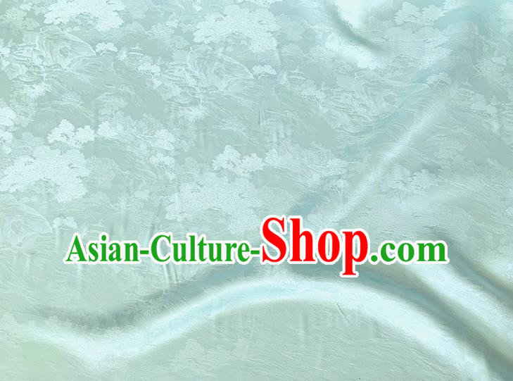 Aqua China Classical Landscape Painting Pattern Silk Cheongsam Jacquard Fabric Traditional Dress Material