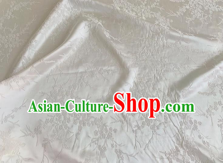 White China Traditional Cheongsam Material Classical Plum Blossom Pattern Silk Embossed Stretch Fabric