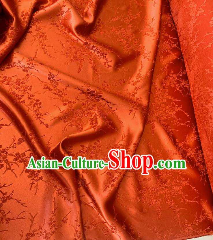 Red China Classical Plum Blossom Pattern Silk Embossed Stretch Fabric Traditional Cheongsam Material