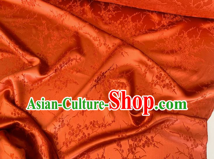 Red China Classical Plum Blossom Pattern Silk Embossed Stretch Fabric Traditional Cheongsam Material