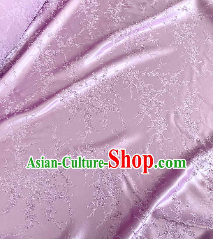 Lilac China Cheongsam Stretch Fabric Traditional Material Classical Embossed Plum Blossom Pattern Silk