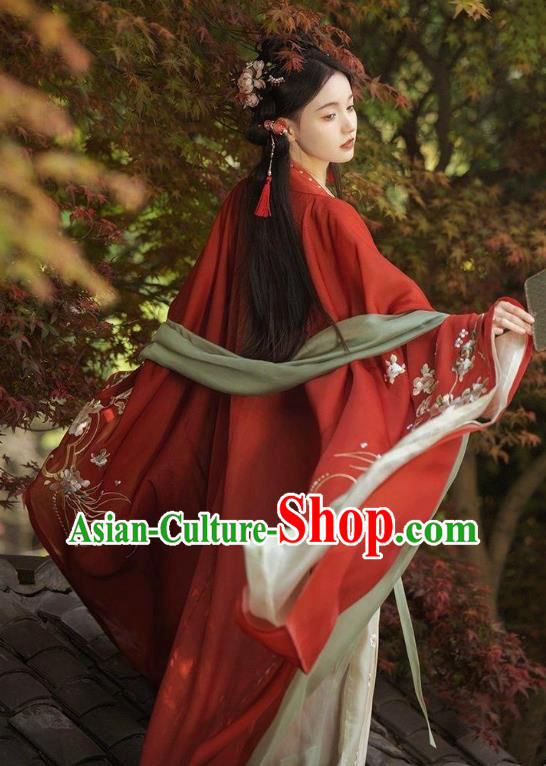 Chinese Hanfu Hezi Qun Tang Dynasty Princess Red Dresses Ancient Goddess Clothing