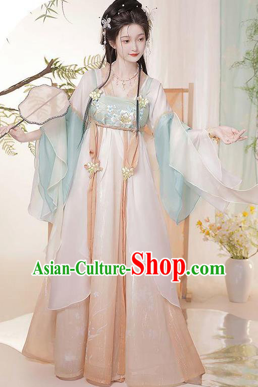 Chinese Tang Dynasty Princess Dresses Ancient Flower Goddess Clothing Hanfu Hezi Qun