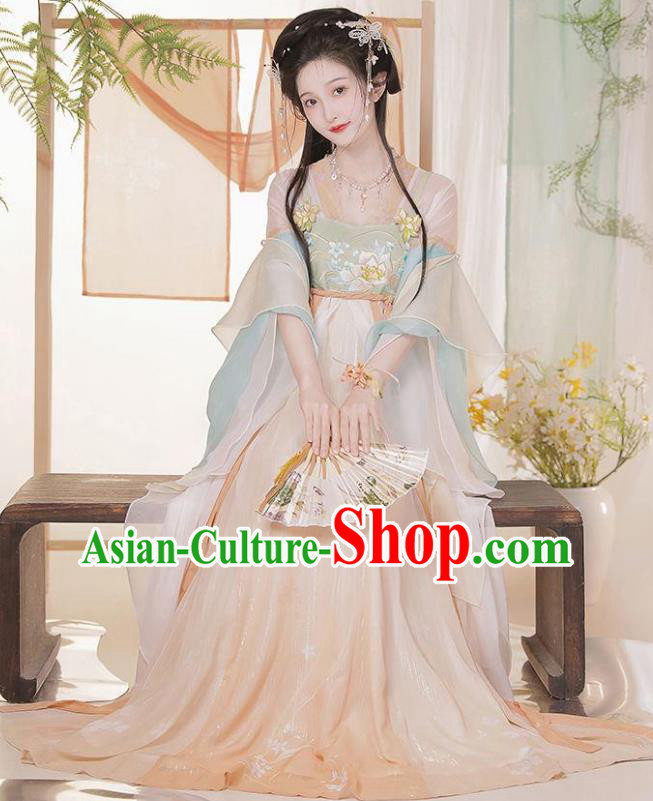 Chinese Tang Dynasty Princess Dresses Ancient Flower Goddess Clothing Hanfu Hezi Qun